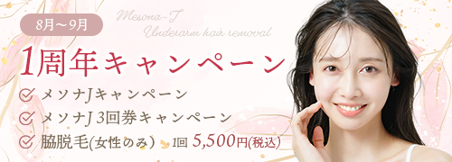 1周年キャンペーン メソナJ 脇脱毛